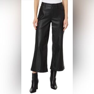 Kut from the Kloth Black Coated Petite Meg Wide-Leg Pants in Black